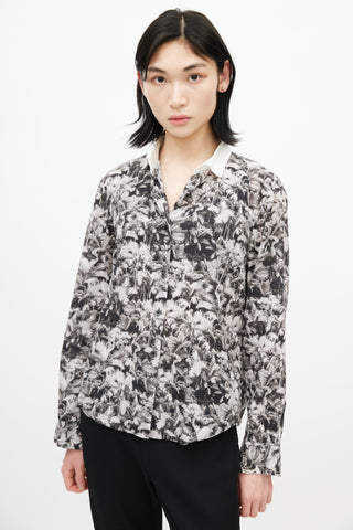 Dries Van Noten Black & White Floral Shirt