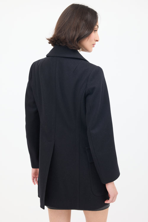 Dries Van Noten Black Wool Double Breasted Pea Coat