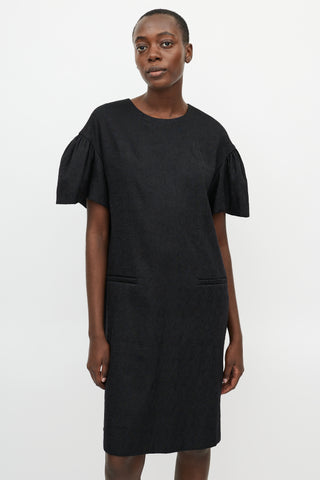 Dries Van Noten Black Wool Jacquard Dress