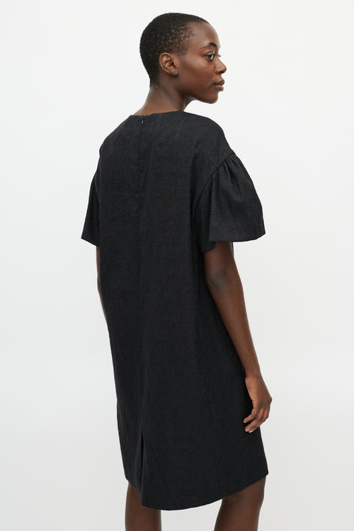 Dries Van Noten Black Wool Jacquard Dress