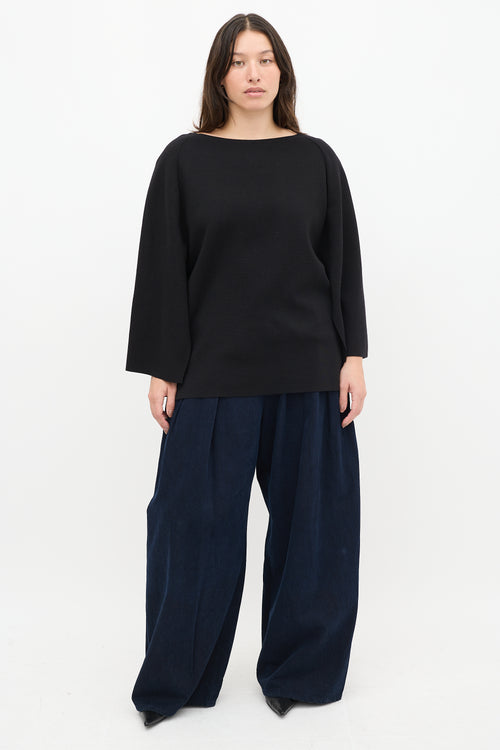 Dries Van Noten Black Wool Knit Slit Sweater