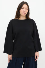 Dries Van Noten Black Wool Knit Slit Sweater
