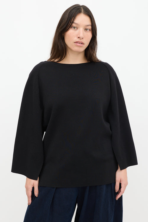 Dries Van Noten Black Wool Knit Slit Sweater