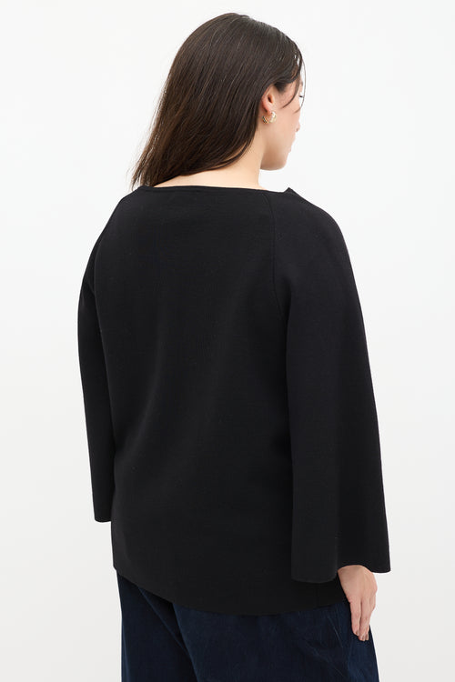 Dries Van Noten Black Wool Knit Slit Sweater