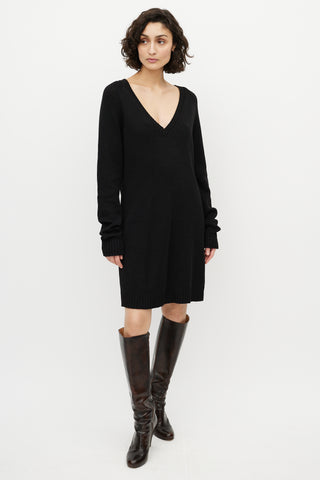 Dries Van Noten Black Wool Knit Sweater Dress