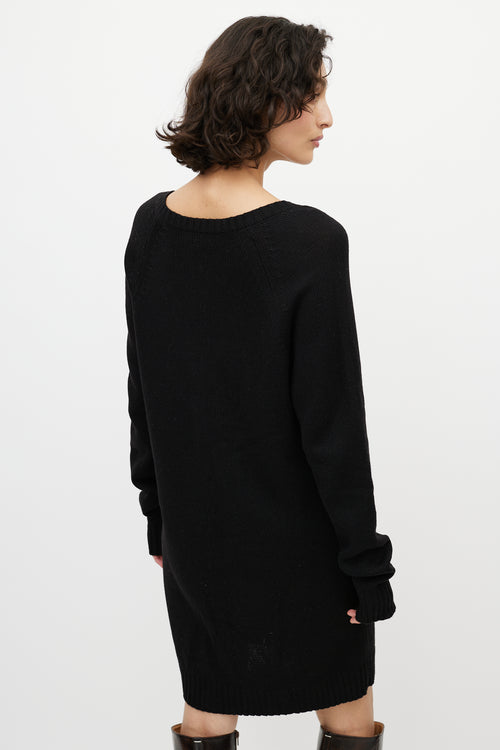 Dries Van Noten Black Wool Knit Sweater Dress