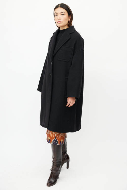 Dries Van Noten Black Wool Quilted Coat