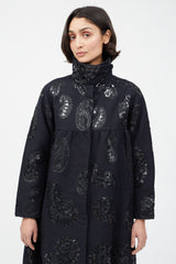 Dries Van Noten Black Wool & Sequin Paisley Coat