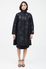 Dries Van Noten Black Wool & Sequin Paisley Coat