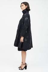 Dries Van Noten Black Wool & Sequin Paisley Coat
