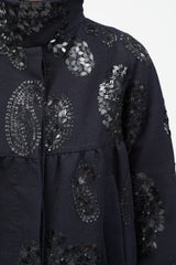 Dries Van Noten Black Wool & Sequin Paisley Coat