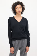 Dries Van Noten // Black Wool V-Neck Sweater – VSP Consignment
