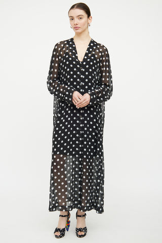 Dries Van Noten Black & White Polka Dot Sheer Dress