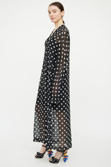 Dries Van Noten Black & White Polka Dot Sheer Dress