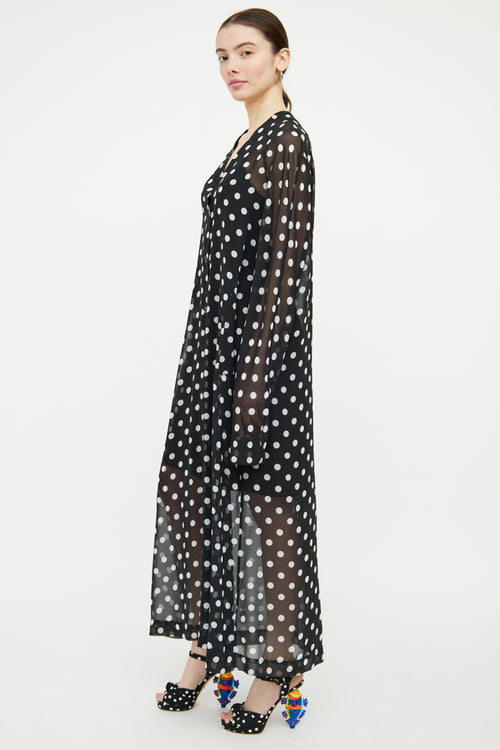 Dries Van Noten Black & White Polka Dot Sheer Dress