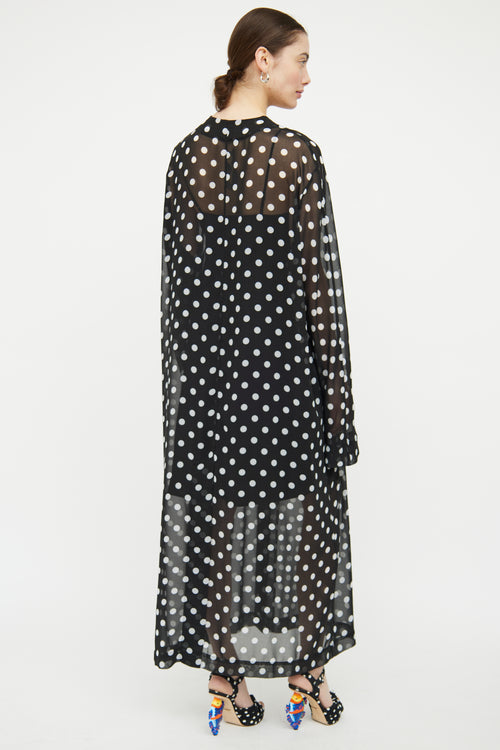 Dries Van Noten Black & White Polka Dot Sheer Dress