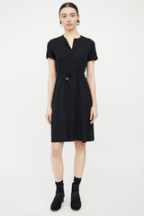 Dries Van Noten Black V-Neck Belted Dress