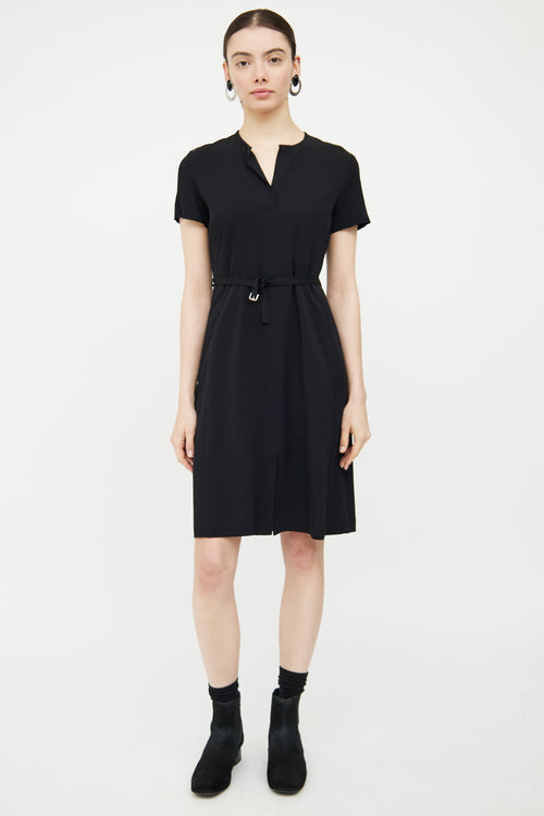 Dries Van Noten Black V-Neck Belted Dress