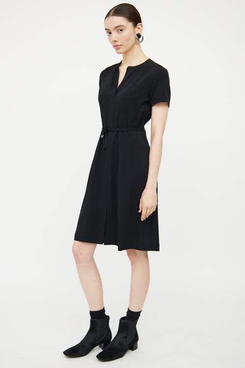 Dries Van Noten Black V-Neck Belted Dress