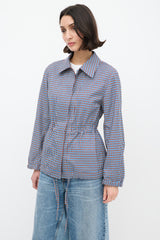 Dries Van Noten Blue & Brown Check Drawstring Jacket