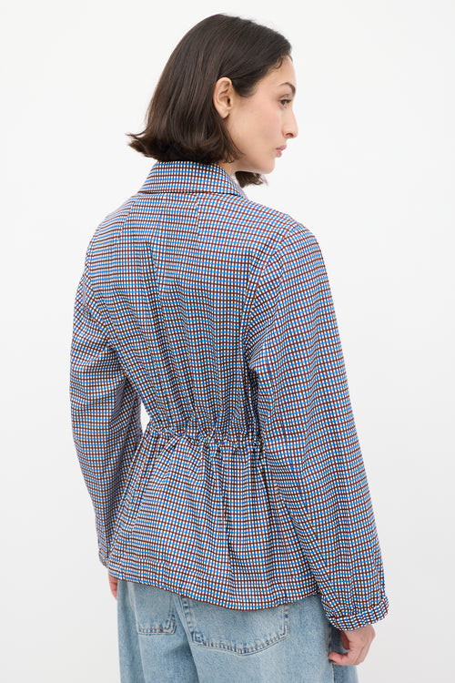 Dries Van Noten Blue & Brown Check Drawstring Jacket