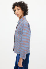 Dries Van Noten Blue & Brown Cotton Check Jacket
