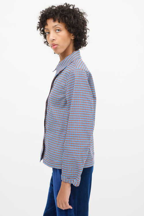 Dries Van Noten Blue & Brown Cotton Check Jacket