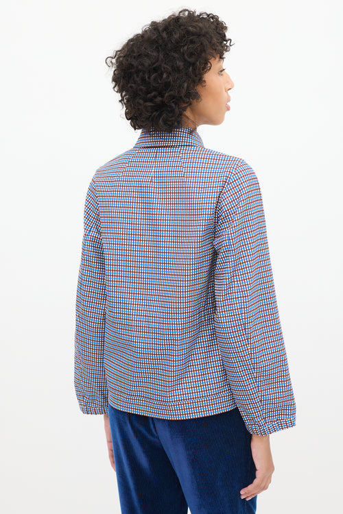 Dries Van Noten Blue & Brown Cotton Check Jacket