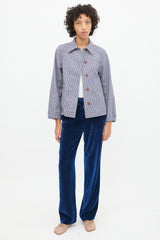 Dries Van Noten Blue & Brown Cotton Check Jacket