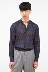 Dries Van Noten Blue & Brown Print Shirt