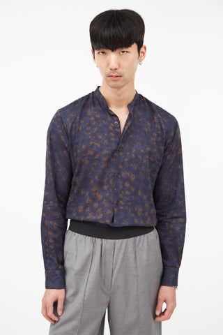 Dries Van Noten Blue & Brown Print Shirt