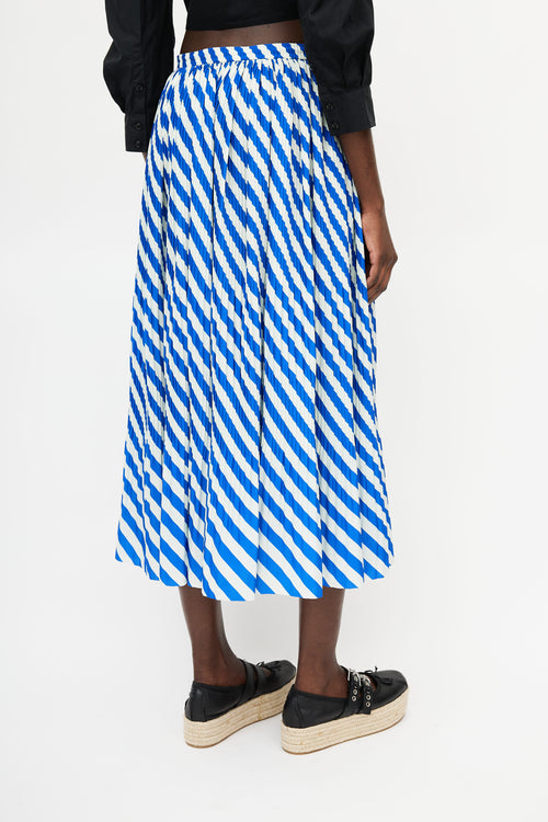 Dries Van Noten Blue & Green Striped Pleated Skirt