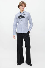 Dries Van Noten Blue & White Striped Button Up Shirt