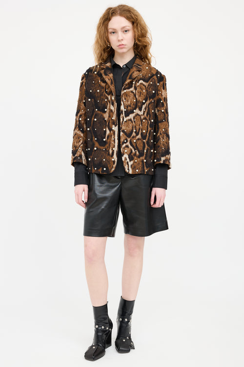 Dries Van Noten Brown & Black Patterned Faux Pearl Blazer