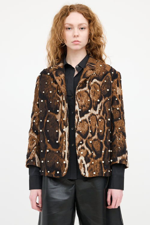 Dries Van Noten Brown & Black Patterned Faux Pearl Blazer