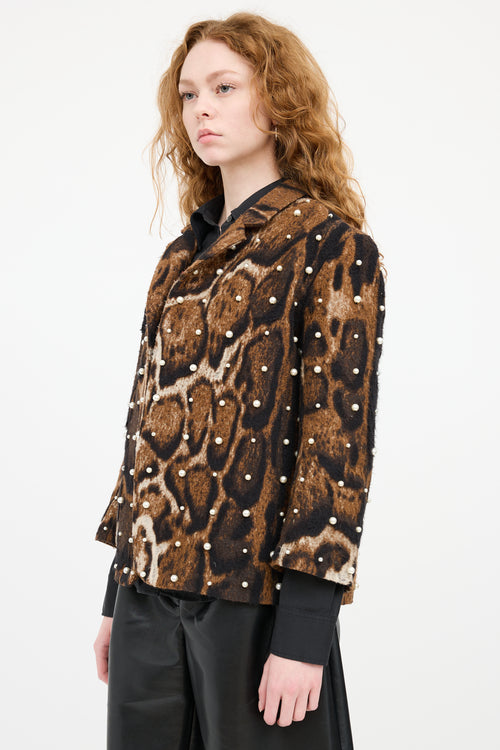 Dries Van Noten Brown & Black Patterned Faux Pearl Blazer