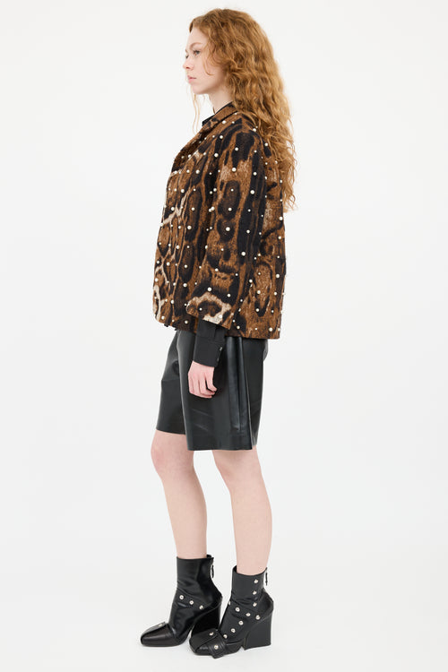 Dries Van Noten Brown & Black Patterned Faux Pearl Blazer