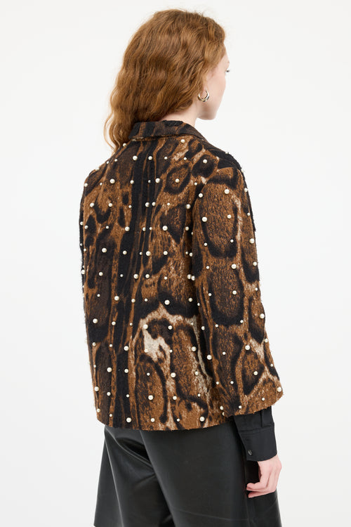 Dries Van Noten Brown & Black Patterned Faux Pearl Blazer