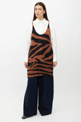 Dries Van Noten Brown & Black Printed Wool Blend Dress