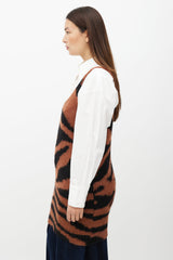 Dries Van Noten Brown & Black Printed Wool Blend Dress