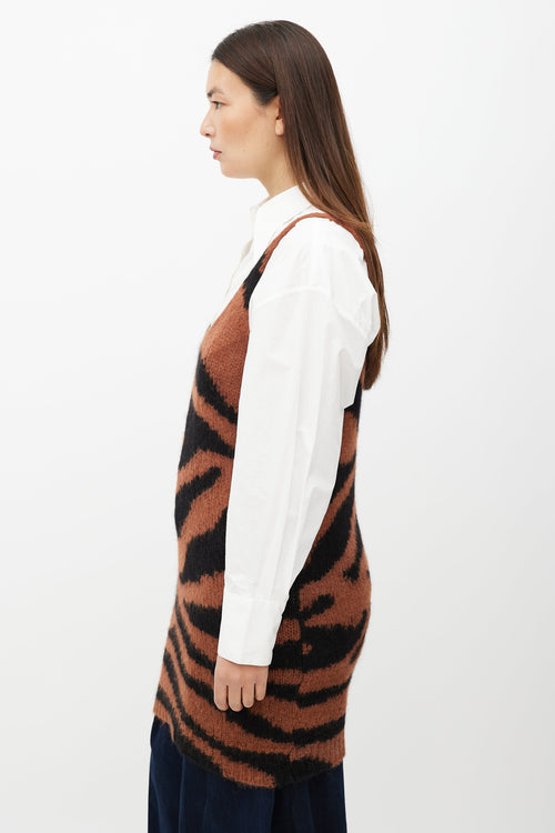 Dries Van Noten Brown & Black Printed Wool Blend Dress