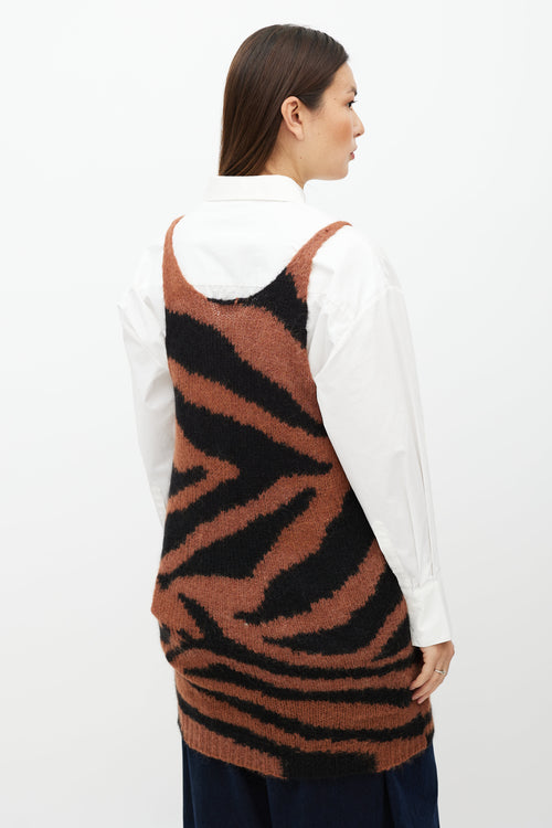 Dries Van Noten Brown & Black Printed Wool Blend Dress