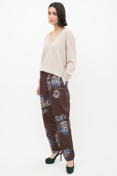 Dries Van Noten Brown & Multi Quilted Floral Pants