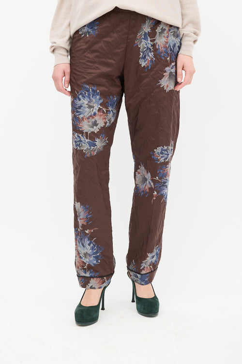 Dries Van Noten Brown & Multi Quilted Floral Pants