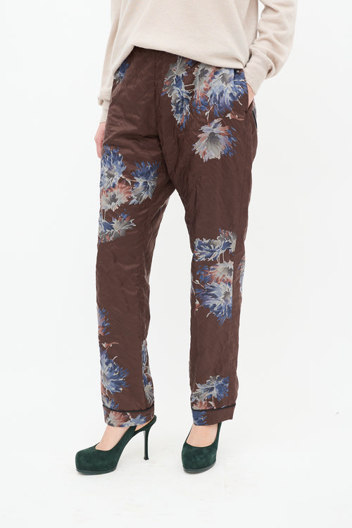 Dries Van Noten Brown & Multi Quilted Floral Pants