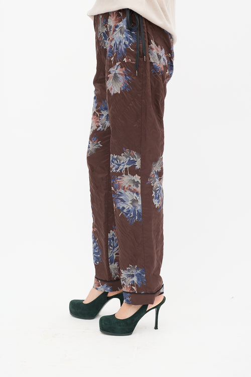 Dries Van Noten Brown & Multi Quilted Floral Pants