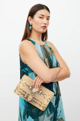 Dries Van Noten Brown & Multicolour Embossed Leather Bag