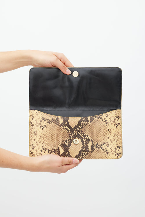 Dries Van Noten Brown & Multicolour Embossed Leather Bag