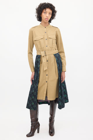 Dries Van Noten Brown & Multicolour Jacquard Overlay Shirt Dress