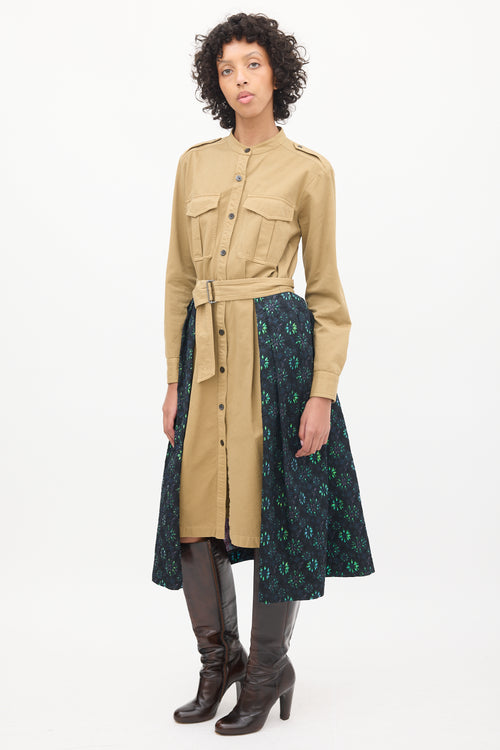 Dries Van Noten Brown & Multicolour Jacquard Overlay Shirt Dress